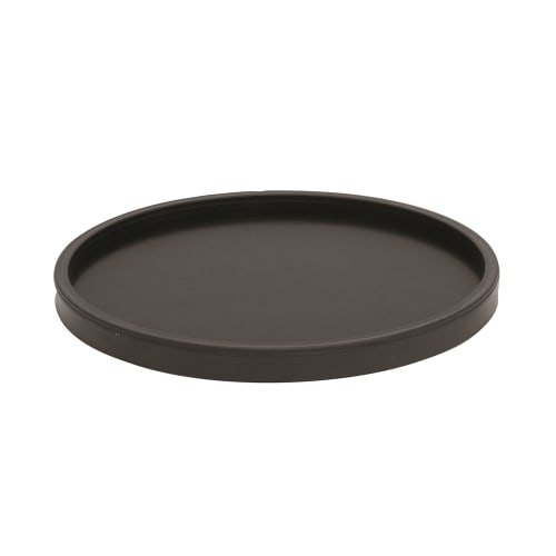 14" Round Leatherette Tray, Morocco Black